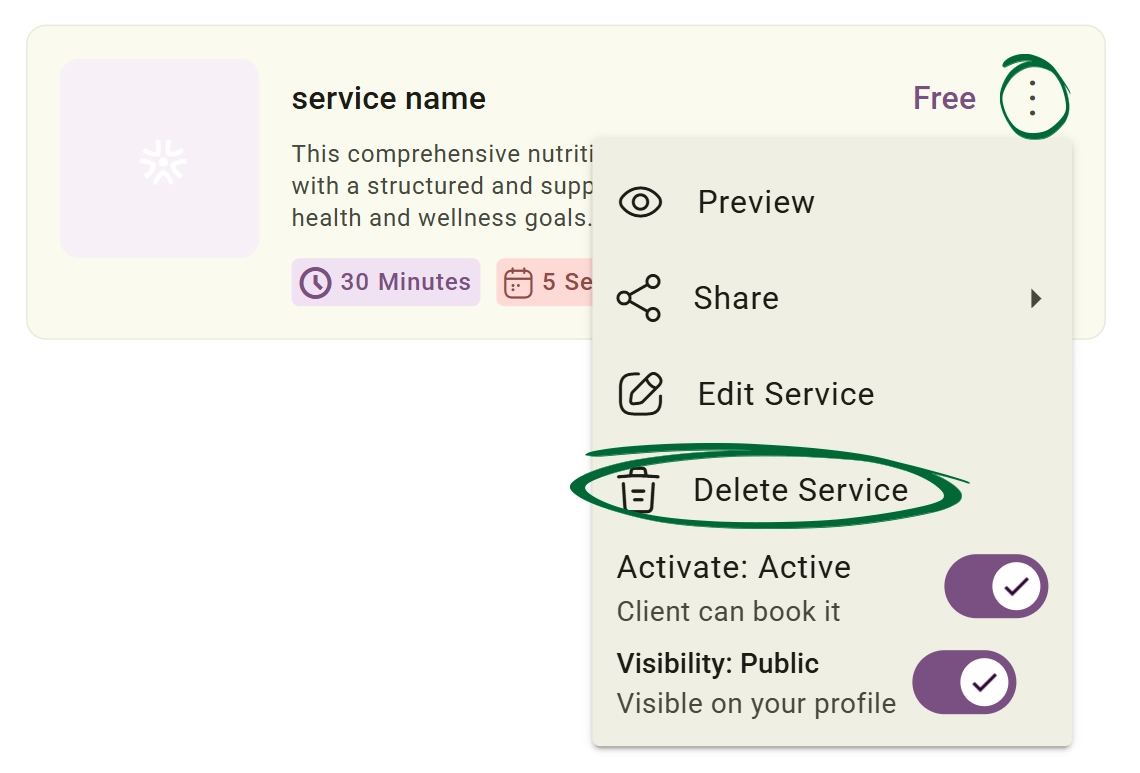 Delete Service screenshot